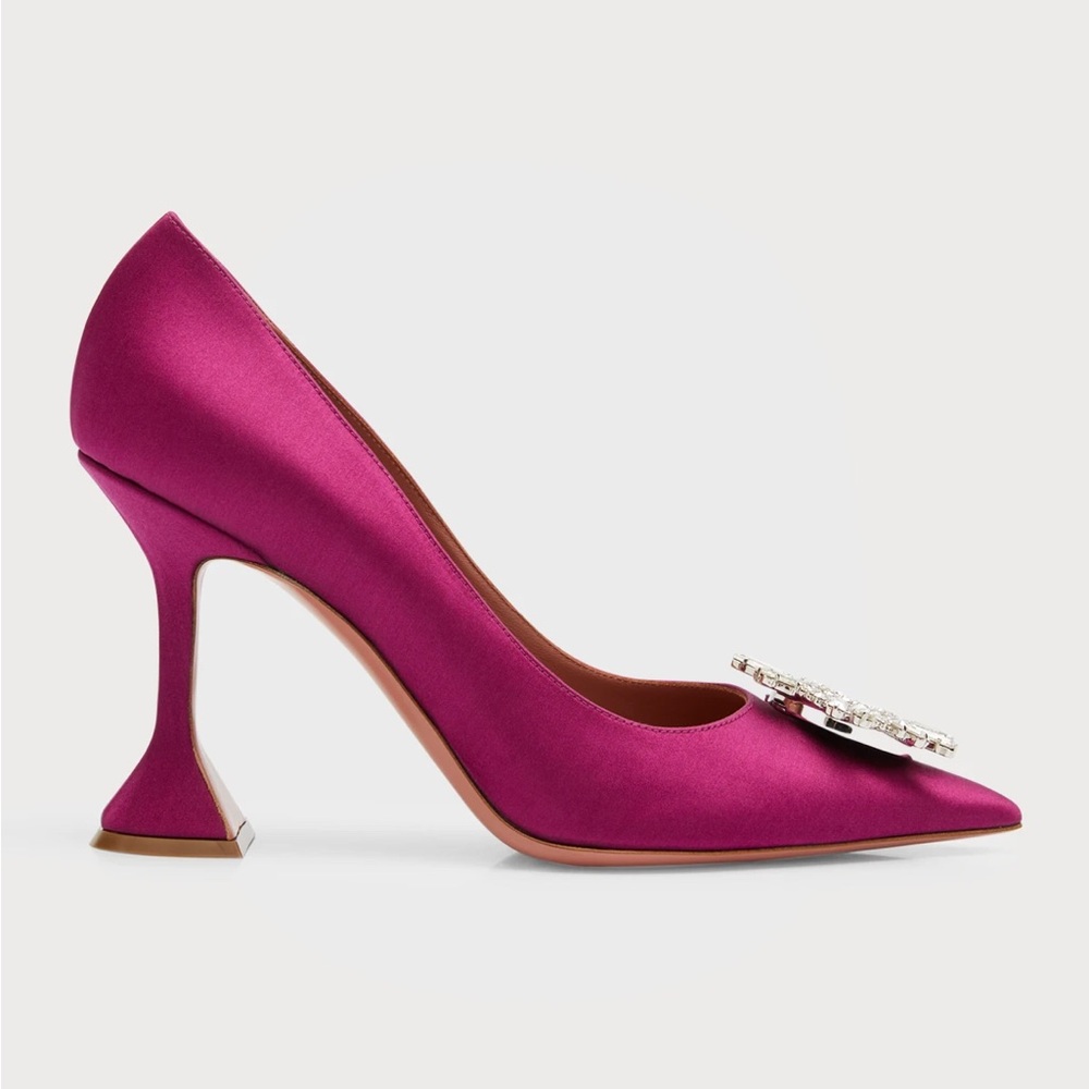 NWT Amina Muaddi Begum Magenta Heels